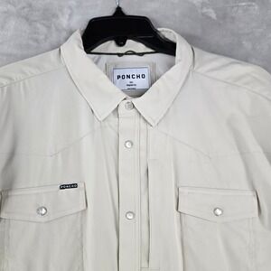 Poncho Shirt Mens 3XL Beige Western Pearl Snap Long Sleeve Fishing Regular Fit